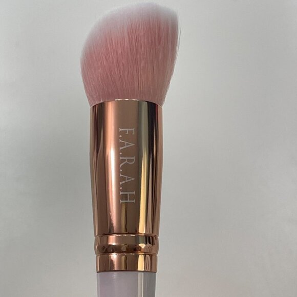 Farah New Marbled Gray White Vegan Rounded Angled Blending Face Brush 160F - Picture 4 of 5